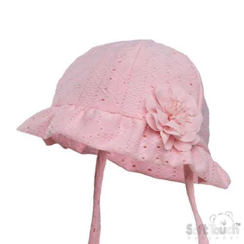 Pink Broderie Flower Hat