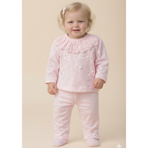 Visara Pink Diamante Bow 2 Piece Set