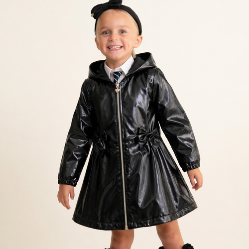 Caramelo Black Glitter Rain Mac