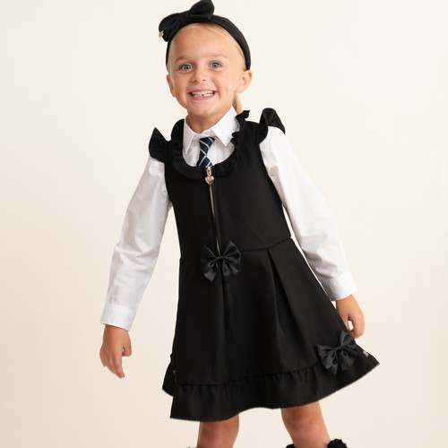 Caramelo Black Zip Pinafore