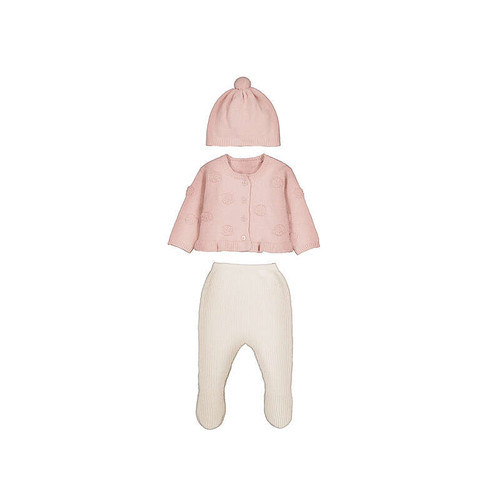 Mayoral Nude Footed Pants & Cardigan Set