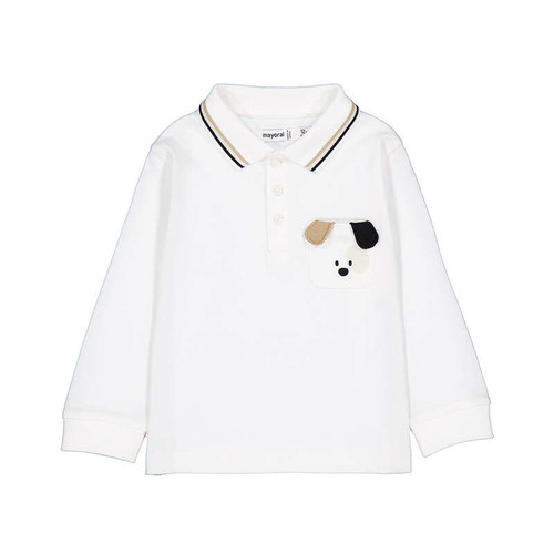 Mayoral Cream Long Sleeve Detail Polo