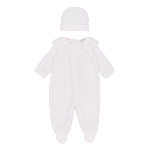 Blues Baby Pink Velour All In One With Hat
