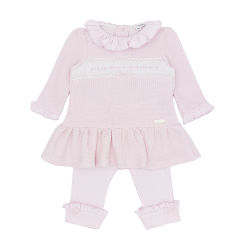 Blues Baby Pink Smocked Tunic & Legging Set