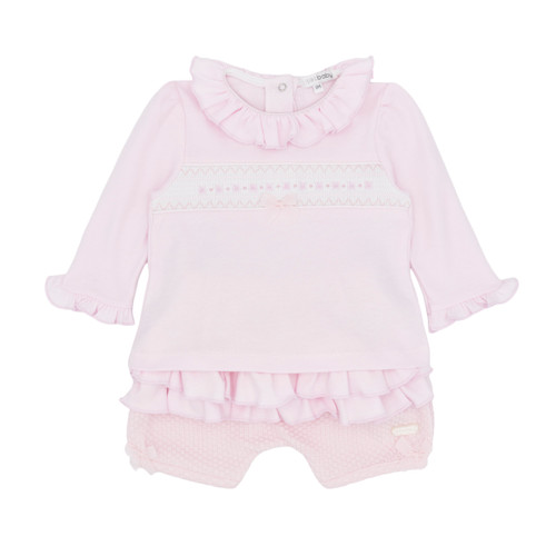 Blues Baby Pink Smocked Jam Pant Set