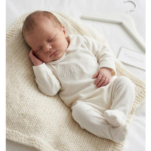 Carriages The Label White Cotton Love You Babygrow