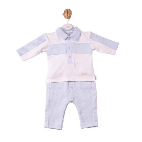 Mintini White & Blue Polo & Trousers