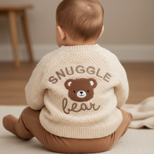 Beige "Snuggle Bear" Cardigan