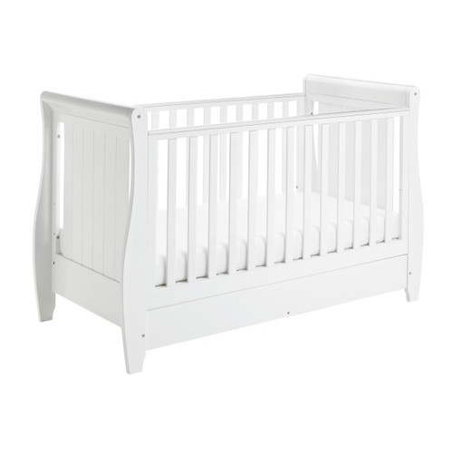 Stella Sleigh Cot Bed - White + Free Mattress