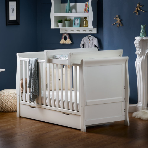 O Baby Stamford Classic Sleigh Cot Bed - White