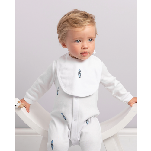 Caramelo White Soldier Babygrow With Bib