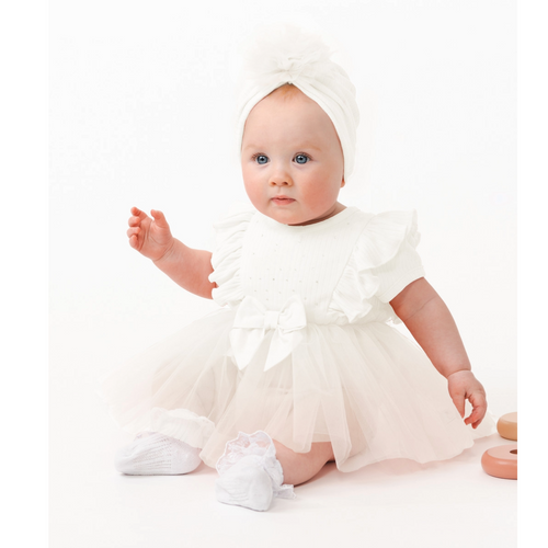 Caramelo Ivory Tulle Dress With Turban