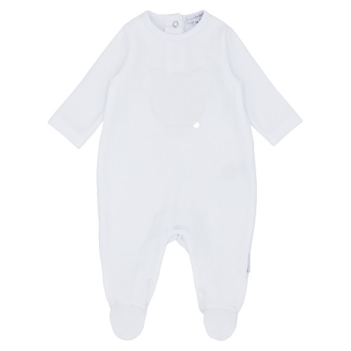 Blues Baby White Velour Teddy Sleepsuit