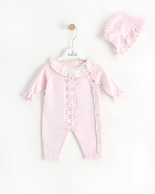 Leoking - Girls Pink Knitted Romper
