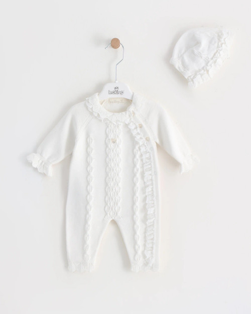 Leoking - Girls White Knitted Romper