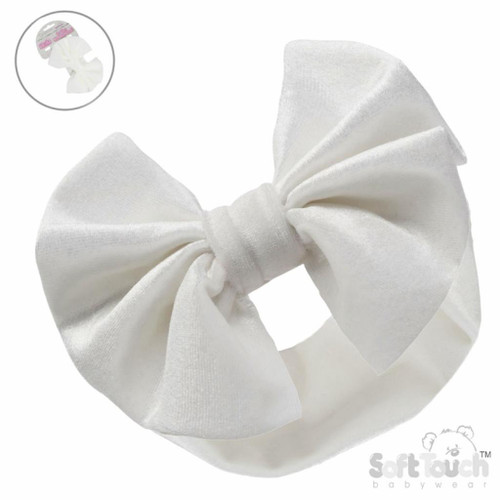 White Velour Bow Headband