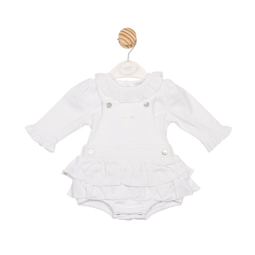 Mintini White Top & Bloomer Dungaree Set