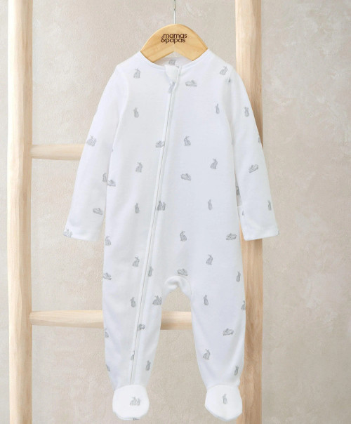 Mamas & Papas Bunny Print Zip All In One