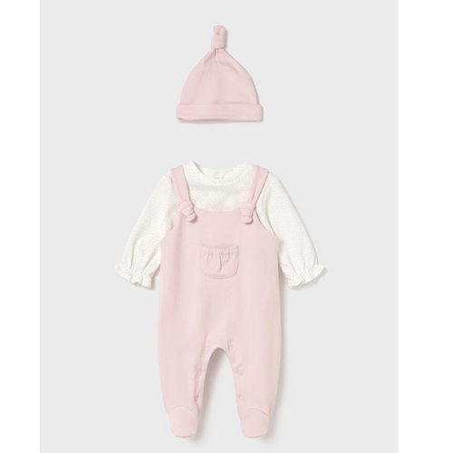 Mayoral Pink Dungarees Set With Hat