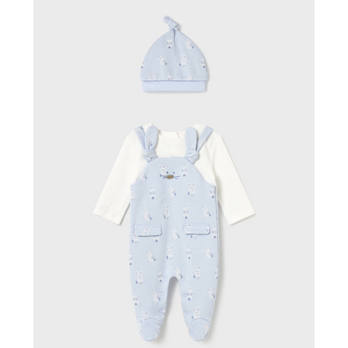 Mayoral Blue Newborn Romper With Hat Mayoral Blue Newborn Romper With Hat