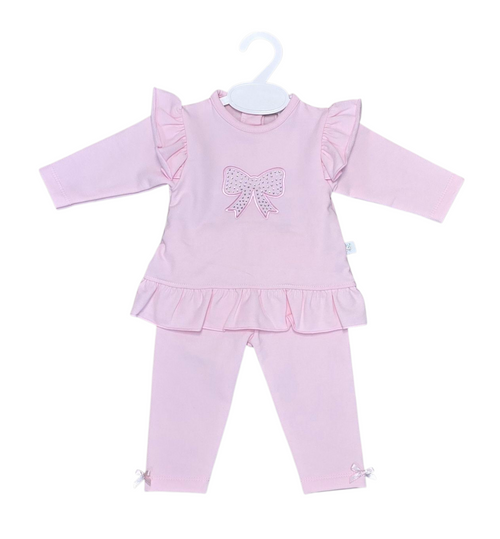 Pink Diamante Bow Legging Set