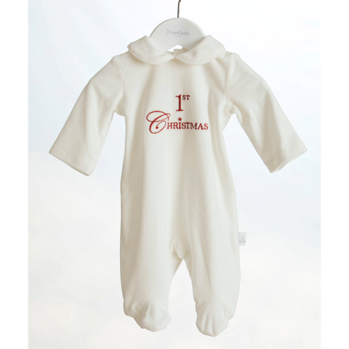 Carriages The Label White & Red 1st Christmas Babygrow