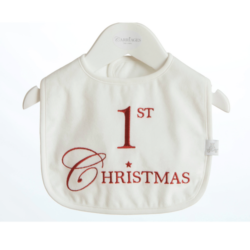 Carriages The Label White & Red 1st Christmas Velour Bib