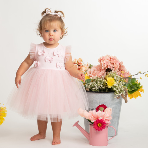 Caramelo Kids Pink Bow Party Dress