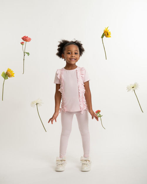 Caramelo Kids Pink Ruffle Legging Set