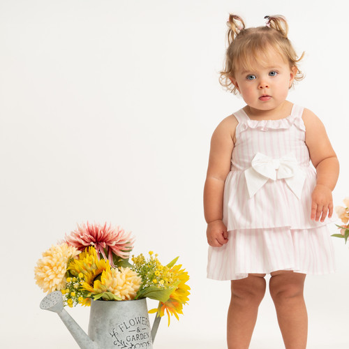 Caramelo Kids Pink Layered Ruffle Dress & Jampant Set