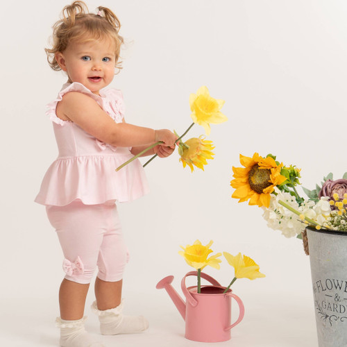Caramelo Kids Pink Two Piece Baby Bow Legging Set