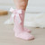 Pink Cable Knee High Socks with Bow