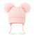 Pink Double Pom Pom Hat with Ties