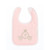 Soft and luxurious pink velvet feeling bib with metalic silver carriages logo