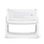 white wooden bedside crib with white fabric