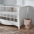 Clara 3 Piece Nursery Furniture Set (Cot Bed, Dresser & Wardrobe) - White