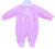 pink velour babygrow with white collar and pink bow
