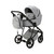 tylish stone grey Milano Evo pram by Mee-go, showcasing a contemporary design with versatile features and inclusive accessories for comfort and modernity