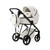 Elegant pearl white Milano Evo pram by Mee-go, exhibiting a refined design with adjustable features and inclusive accessories for sophistication and style.