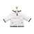 mintini white hooded coat with navy trim