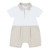 blues baby beige & white short romper with collar