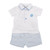 Mintini White & Blue Polo Shirt & Short Set