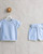 Leoking 2 Piece Knitted Shorts Set - Blue