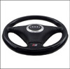 AUDI TT 8N MK1 COUPE LEATHER 3-SPOKE SPORTS STEERING WHEEL LEATHER SATIN BLACK AIRBAG HARNESS USED GENUINE OE OEM MANUAL 8N0419091B 8N0419091A 8N0880201  PR-2ZN 2ZN 05A