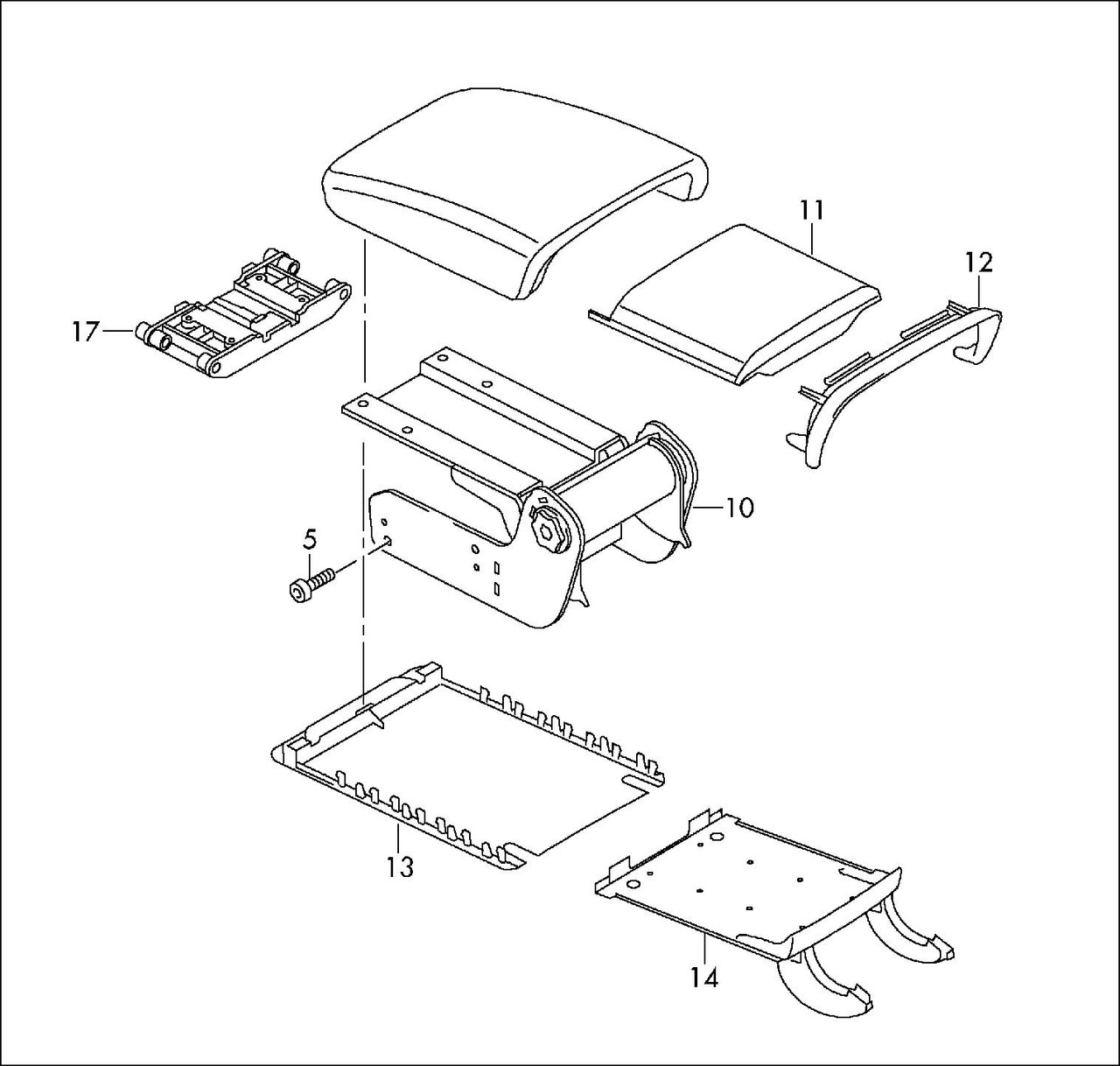 VW VOLKSWAGEN TIGUAN COMPLETE ARMREST INCLUDING LID GENUINE SLIDING