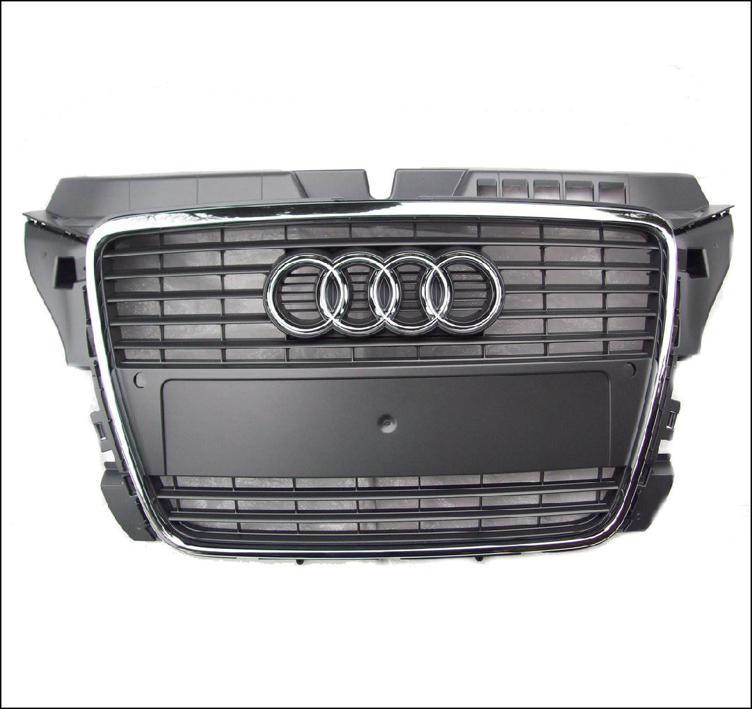 AUDI A3 8P FACELIFT FRONT RADIATOR GRILLE PDC GLOSSY BLACK WITH CHROME AUDI A3 8P FACELIFT FRONT RADIATOR GRILLE PDC GLOSSY BLACK WITH CHROME