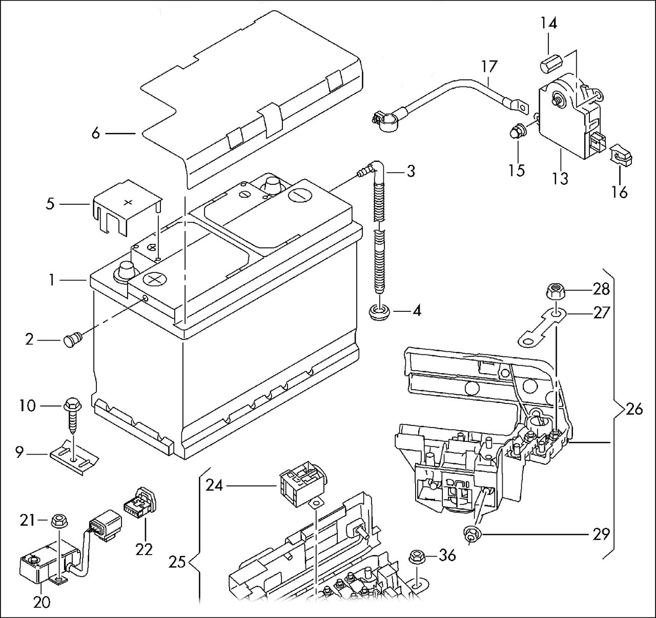 VW VOLKSWAGEN AUDI A6 C6 A3 A4 A8 Q7 TOUAREG BATTERY CENTRAL PROTECTION vw-volkswagen-audi-a6-c6-a3-a4-a8-q7-touareg-battery-central-protection