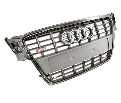 AUDI S4 B8 FRONT RADIATOR GRILLE BADGE PLATE HOLDER NZ GENUINE USED 8K0853651B 1RR GREY CHROME 2008 - 2012 USED
