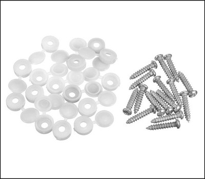 AUDI VW VOLKSWAGEN PORSCHE SKODA NUMBERPLATE LICENSE PLATE FIXING KIT 16 PCS WHITE COVER CAP SELF-TAPPING SCREWS