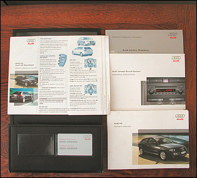 GENUINE AUDI FACTORY HANDBOOK WALLET SET OWNERS MANUAL QUICK REFERENCE A3 8P 3-DOOR HATCH HATCHBACK 2004 2005 2006 2007 PRE-FACELIFT 271.561.8P1.20 271.562.755.20